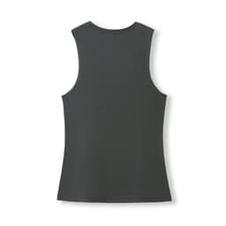 A women's combed cotton tank in dark grey, featuring a simple design and no sleeves. It has a logo on the back.