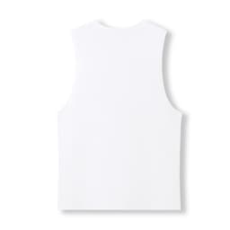 A white men's/unisex combed cotton tank top featuring a plain back and a small logo.