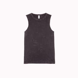 A women's stone washed tank in black, featuring a sleeveless design and a simple, classic cut.