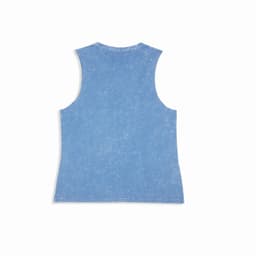 A women's stone washed tank in a light blue colour, featuring a sleeveless design and a simple back.