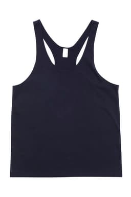 A navy blue men's T-back singlet featuring a racerback design and no visible branding.