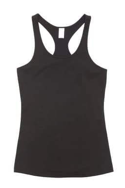 A black kids' T-back singlet with a racerback design. It includes a small logo at the neckline.