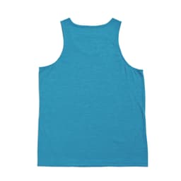 A turquoise men's singlet made from 100% polyester, featuring a simple design and a logo.