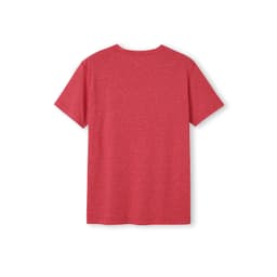 A red heather T-shirt with a regular fit, featuring short sleeves and a simple design on the back.