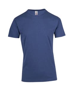 A navy blue men's heavy marl T-shirt with a crew neckline and short sleeves. It features a logo at the label.