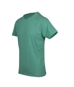 A green heavy marl T-shirt with a crew neck and short sleeves, featuring a logo on the front.