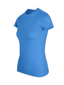 A women's slim fit tee in a vibrant blue colour, featuring short sleeves and a classic crew neck design.