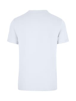 A light blue unisex American style t-shirt with short sleeves and a plain back. The shirt features a logo.