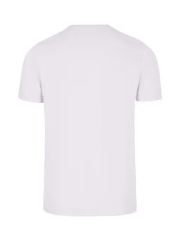 A plain white men's slim fit T-shirt with a simple design and no visible logos.