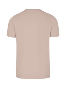 A men's slim fit T-shirt in a light beige colour, featuring a plain design with a logo.