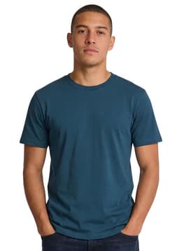A black unisex t-shirt with a simple design and a label inside. Features a logo on the tag.