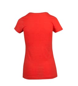 A red women's marl V-neck T-shirt with a fitted design and short sleeves. The back view is displayed.