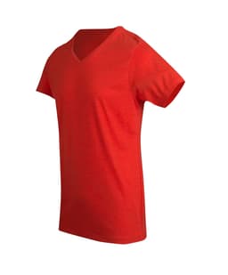 A red men's Marl V-neck T-shirt with short sleeves and a relaxed fit, featuring a logo.