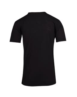 A black Raw Cotton Wave T-shirt with short sleeves and a casual fit. The shirt features a simple design on the back.