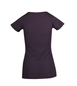 A women's raw cotton wave t-shirt in dark grey, featuring a simple, sleek design with a logo.