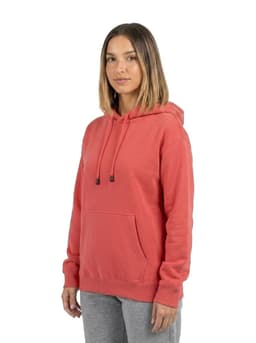 A green hoodie worn by a boy and a burgundy hoodie worn by a girl, both with kangaroo pockets.