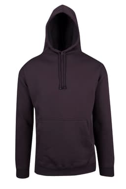 A black men's hoodie with a kangaroo pocket and a drawstring hood. It features a logo on the front.