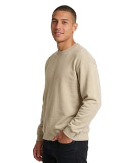 A lilac adult poly cotton fleece sloppy joe, featuring a relaxed fit and long sleeves, viewed from the back.
