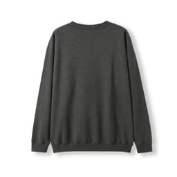 A dark grey adult poly cotton fleece sloppy joe, featuring long sleeves and a round neck, with a smooth back design.