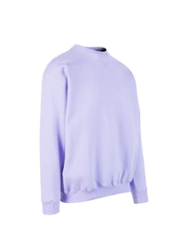 A lilac adult poly cotton fleece sloppy joe jumper with a crew neck and ribbed cuffs.