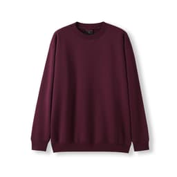 A maroon adult poly cotton fleece jumper with long sleeves and a crew neckline. It features a brand logo.