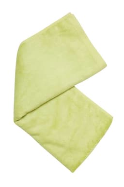 A light green bamboo fitness towel with a soft texture, folded to display its shape. It features a logo.