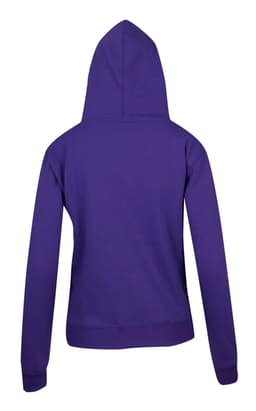 A purple women's/juniors zipper hoodie with a hood and no visible branding.