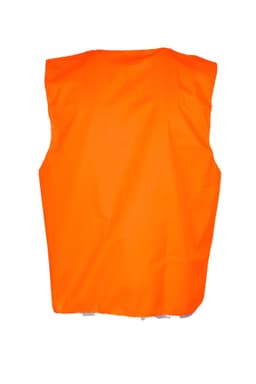 An orange 100% polyester work vest without reflective tape, featuring a simple design and no front detailing.