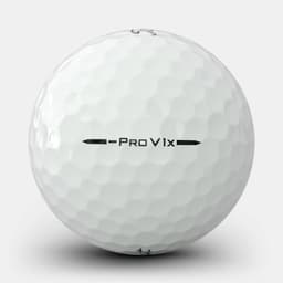 A white golf ball with a dimpled surface, featuring a branding logo and marked "Pro V1x".