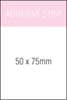 A notepad with white pages measuring 50 x 75mm, featuring a simple design and a logo in the top section.