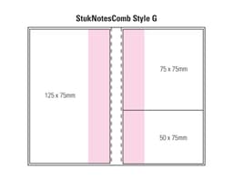 A layout graphic featuring a combination pad design with dimensions for sections in pink and black outlines.