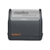 A grey and orange Modico 3 stamp with a rectangular imprint area, featuring a sleek design and logo.