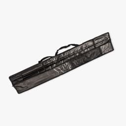 A black carrying case for banners, featuring a zip closure and a handle for easy transport.