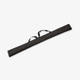 A black carrying case with handles for storing and transporting a teardrop banner flag set.
