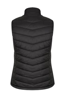 A black padded vest with a chevron pattern, featuring a high collar and no visible logos or branding.
