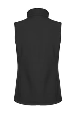 A black sleeveless vest with a high collar, featuring a fitted design and no visible logos or branding.