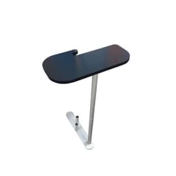 A black table stand with a sleek design featuring an aluminium base and an ergonomic groove.