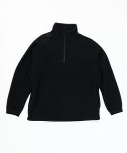 A black Everest Polar Fleece 1/4 zip jacket with long sleeves and a high collar, featuring a logo on the chest.