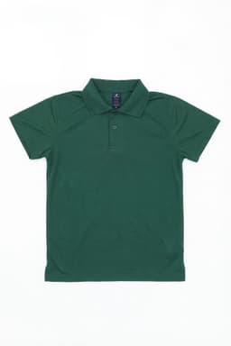 A green Youth Core Polo shirt with a collar and short sleeves, featuring a logo.