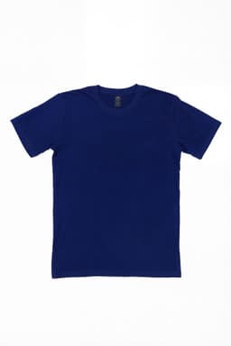 A navy blue T-shirt with a flat design, featuring a label on the inside neck and no visible branding on the front.