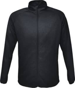 Lightweight fleece zip-through jacket in black, featuring a stand-up collar and full front zip. Includes a logo.