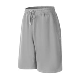 Light grey Terry Fleece Track Shorts featuring an elastic waistband and side pockets, with a logo on the waistband.