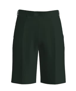 Tailored school shorts in black featuring a FlexiWaist design, suitable for casual wear. Includes a branding logo.