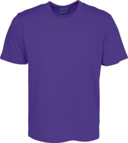 A plain purple micromesh T-shirt, featuring short sleeves and a round neckline, with a logo present.