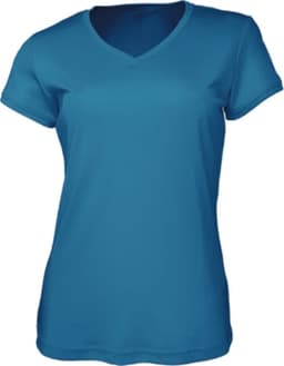 A ladies' brushed v-neck tee shirt in a vibrant blue colour, featuring a soft finish and short sleeves.