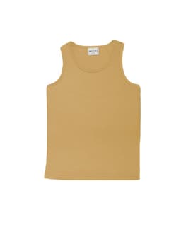 A unisex adults breezeway micromesh singlet in mustard yellow with a simple design and no visible logos.