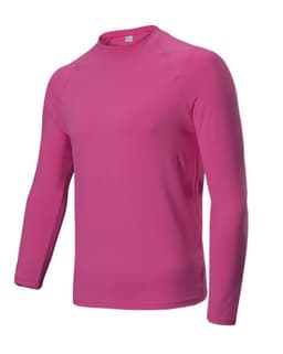 A pink long-sleeved men's rashie with a simple design and a small logo on the chest.