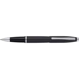 A pen featuring a sleek matt black finish with silver accents and a clip, designed for elegance and functionality.