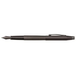 A fountain pen featuring a brushed black PVD finish, complete with a textured grip and a silver clip.