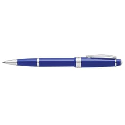 A polished resin pen in light blue with silver accents, featuring a clip and push mechanism.